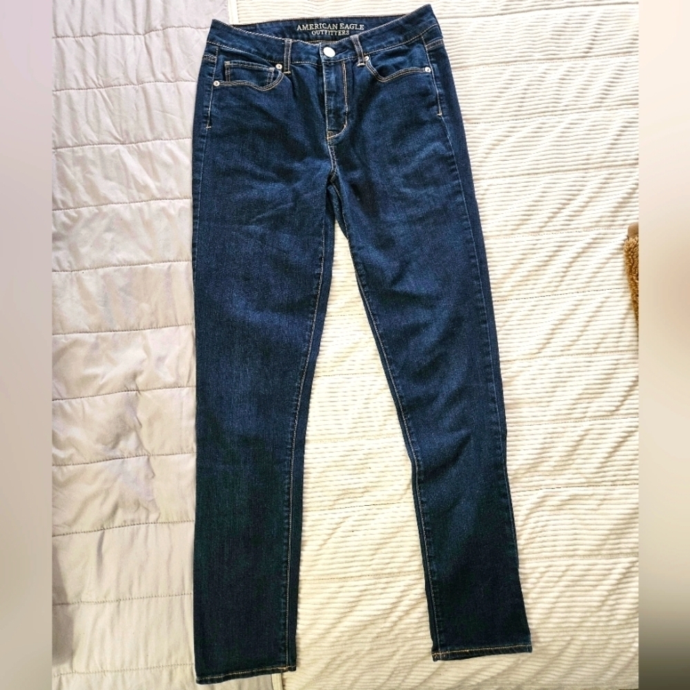 American Eagle Outfitters Blue High-Rise  Skinny Jeans Size 8